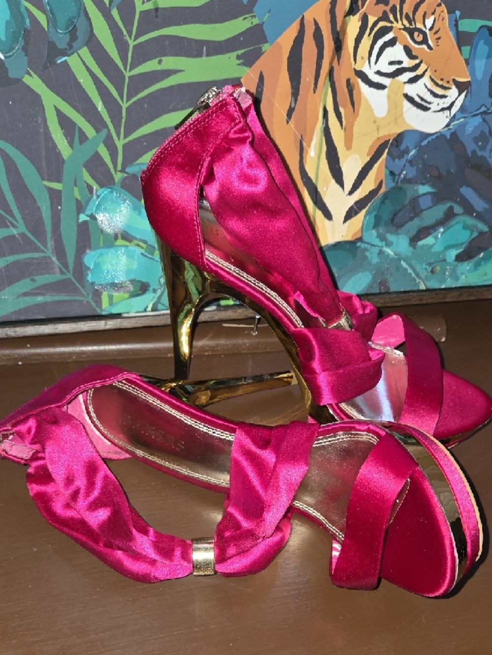 Bakers Hot Pink Satin Platform High Heels - Picture 3 of 8